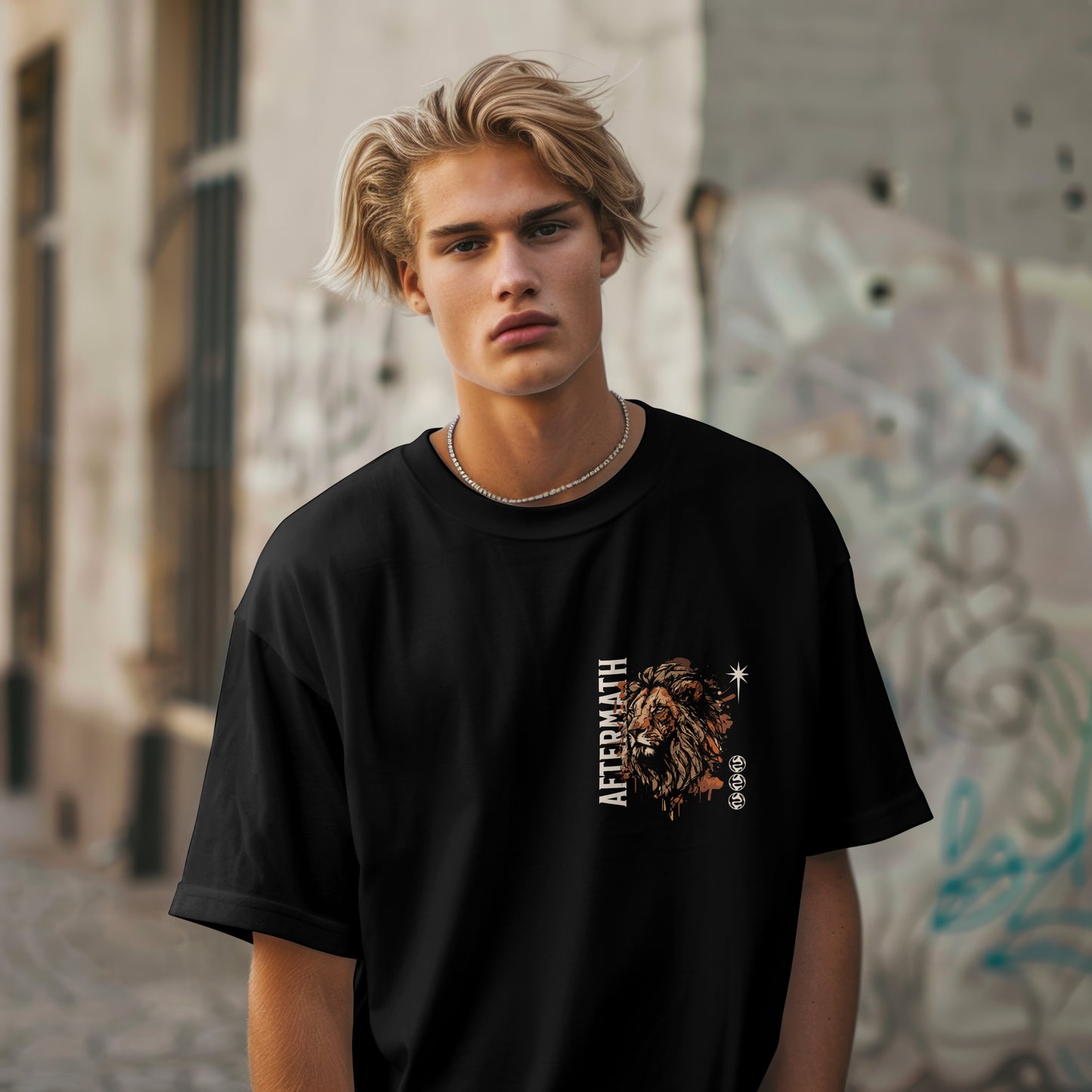 DROP SHOULDER | LION FACE PRINTED SHIRT | UNISEX